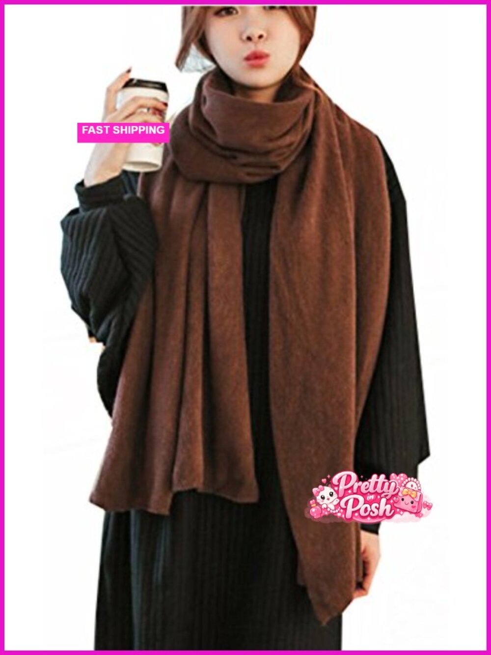 Faux Wool Oversized Blanket Scarf Shawl Cape Wrap Tassel Winter